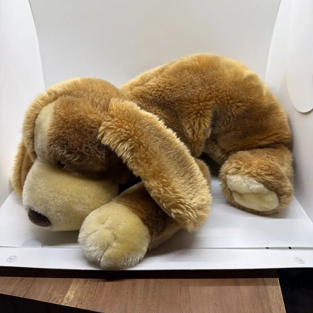 Vintage 2000 Toys R Us Animal Alley Laying Brown Darby Puppy Dog Large Plush 17”